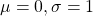 \mu = 0, \sigma=1